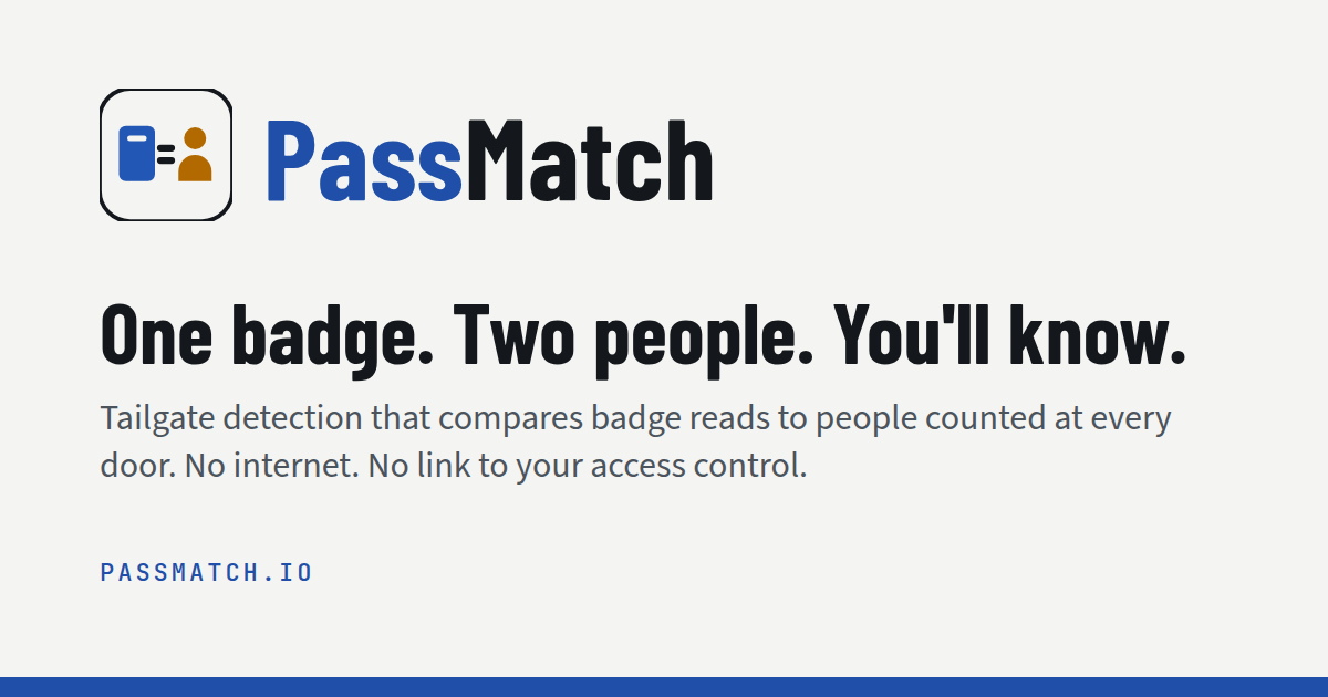 PassMatch – Tailgate detection for badge-controlled doors